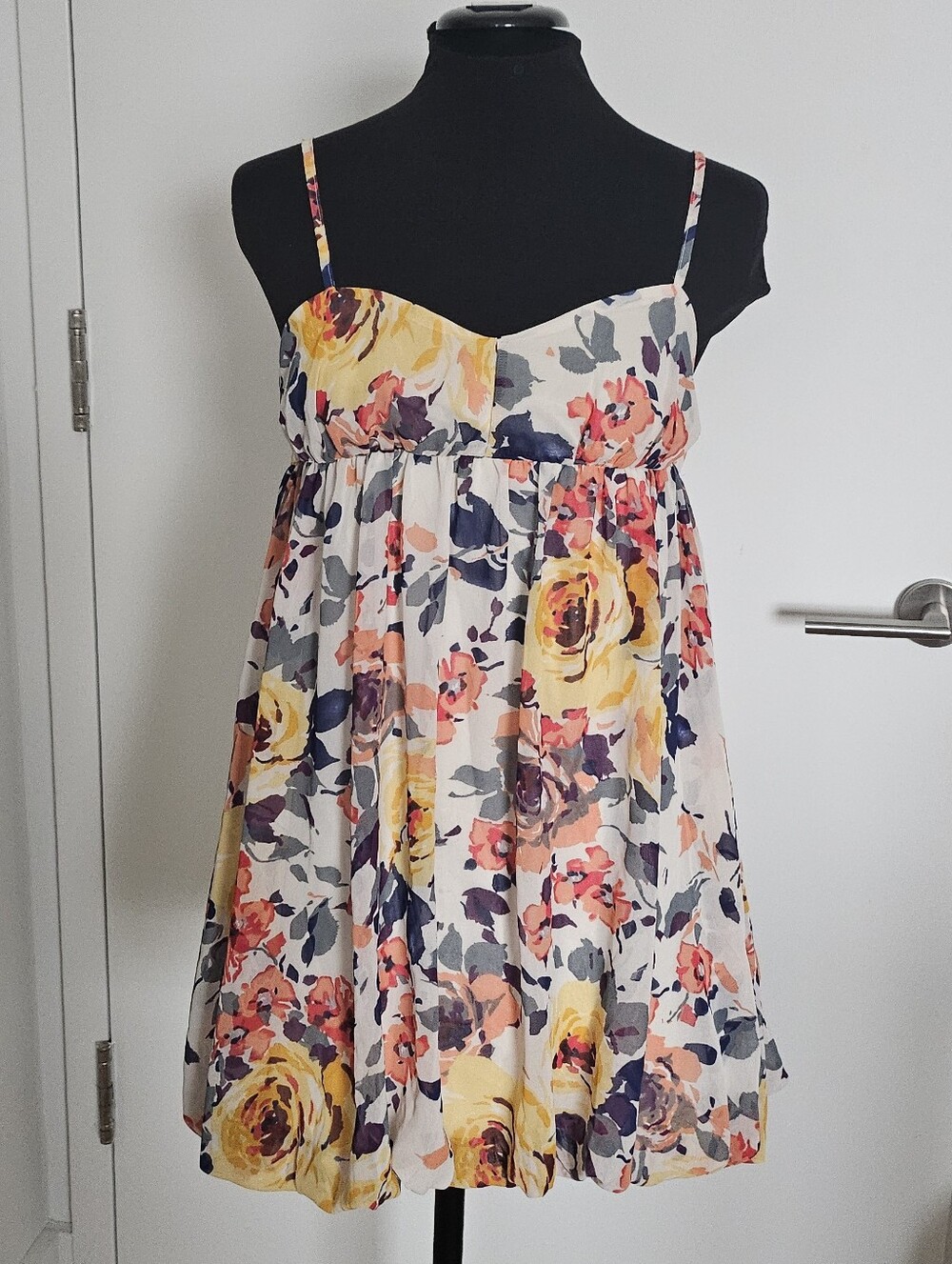 Rienda Gyaru Japan Multicolor Yellow And Teal Floral Bubble Hem Summer Dress